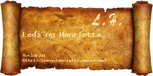 Leány Henrietta névjegykártya
